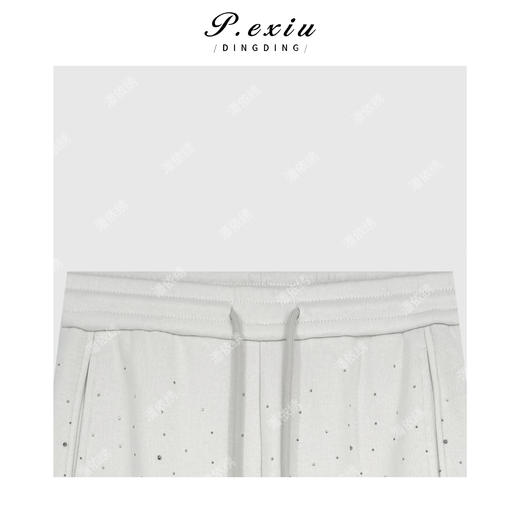 04-4潘依绣丁丁宠粉【满天星】高级感烫钻显瘦百搭松紧腰休闲裤 W-63699 商品图2