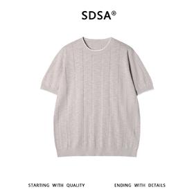 SDSA男装2026新款高贵轻奢坑条撞色边短袖针织T恤宽松肌理感上衣