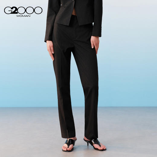 G2000女装SS26商场新款【舒适弹/直筒裤可机洗】商务通勤条纹西裤61252053 商品图2
