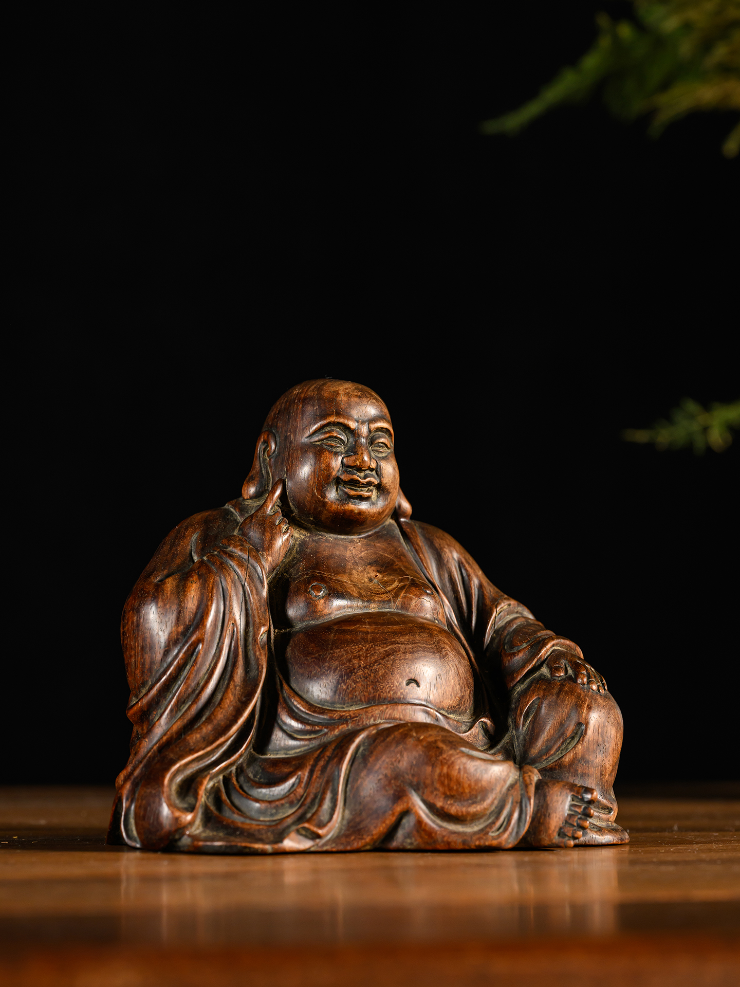 清	紫檀木雕弥勒佛