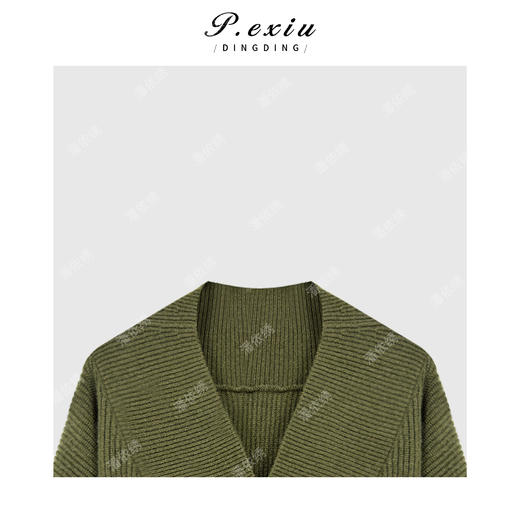 04-4潘依绣丁丁宠粉优雅气质竖坑条显瘦V领针织连衣裙Q84948 商品图2