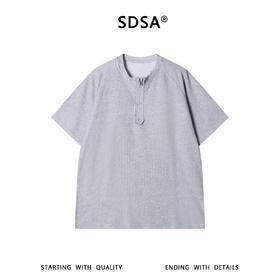 SDSA男装2026新款高贵轻奢设计感简约半拉链立领短袖T恤百搭休闲