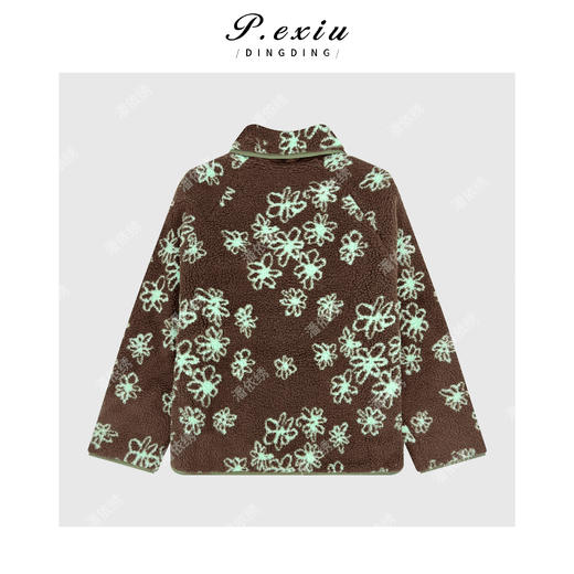 04-4潘依绣丁丁宠粉复古减龄摇粒绒撞色拼接翻领夹棉外套 W-63627 商品图1