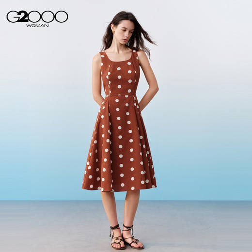 G2000女装SS26商场新款【泡泡纱】清纯甜美波点收腰背心连衣裙61231076 商品图3
