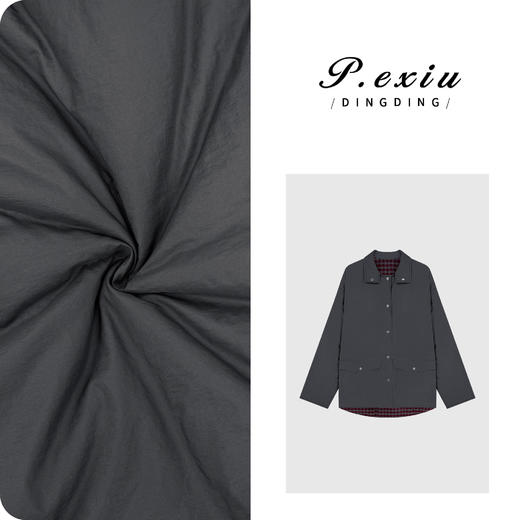 04-4潘依绣丁丁宠粉韩系高级感撞色格纹廓形慵懒休闲翻领长袖外套W-63526 商品图0