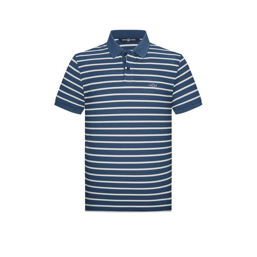 【桑蚕丝】德鲨男装商务短袖POLO衫2026夏新款休闲条纹翻领T恤男 商品图1