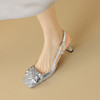 【预售5天】超好看中国风方头蝴蝶结后空粗跟包头配裙子旗袍时尚水钻凉鞋NDXC&6586 商品缩略图0