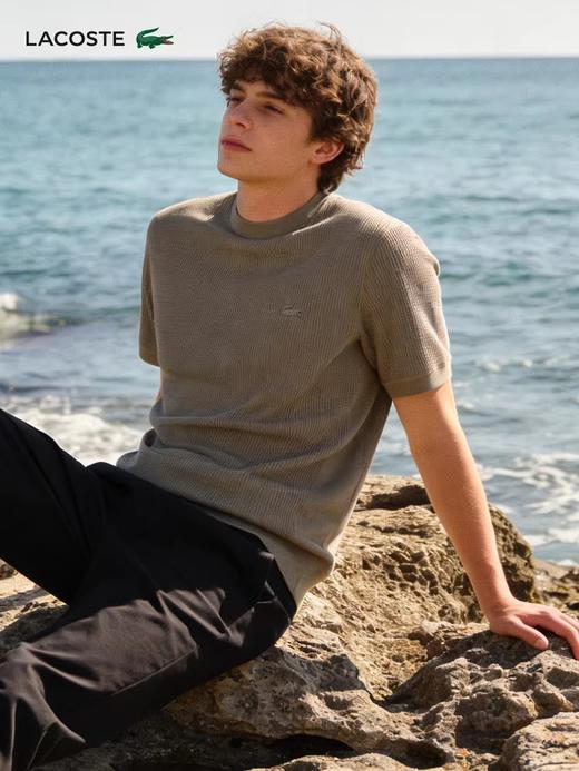 华夫格圆领tee，松弛感半袖儿。罗纹锁边双股明线衍缝t恤E041188 商品图7