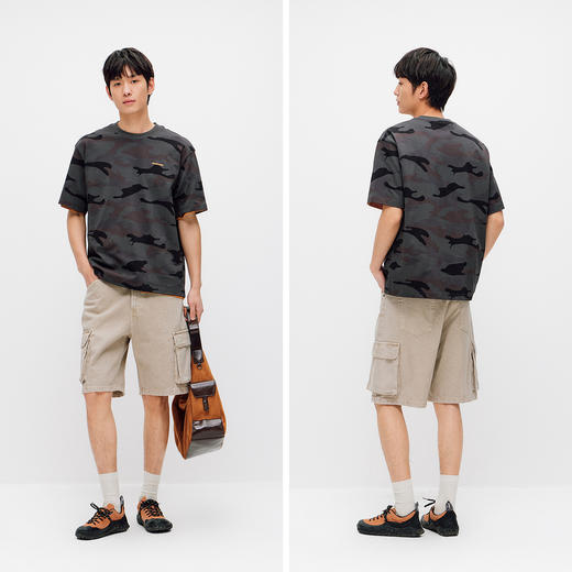 森马短袖T恤男夏季潮流迷彩满印针织衫2026新款纯棉撞色绣花上衣 商品图4