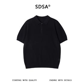 SDSA男装2026新款高贵轻奢老钱风简约半拉链翻领短袖T恤百搭休闲