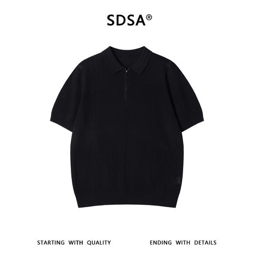 SDSA男装2026新款高贵轻奢老钱风简约半拉链翻领短袖T恤百搭休闲 商品图0