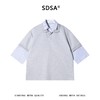 SDSA男装2026新款高贵轻奢假两件条纹拼接翻领小众设计感宽松短袖 商品缩略图0