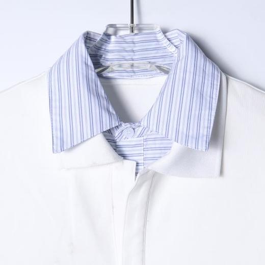 SDSA男装2026新款高贵轻奢假两件条纹拼接翻领小众设计感宽松短袖 商品图1