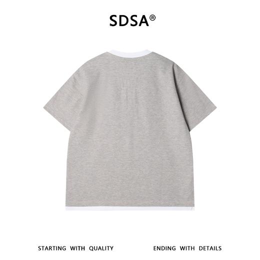 SDSA男装2026新款轻奢华夫格撞色边亨利领短袖T恤宽松肌理感上衣 商品图4