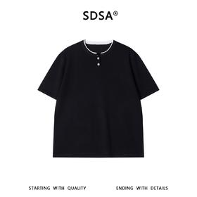 SDSA男装2026新款高贵轻奢休闲撞色半纽扣圆领短袖T恤针织休闲潮
