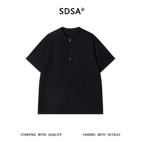 SDSA男装2026新款高贵轻奢设计感简约半拉链立领短袖T恤百搭休闲