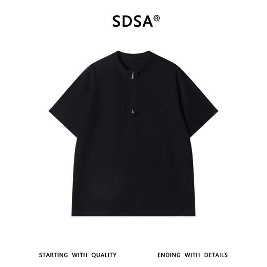 SDSA男装2026新款高贵轻奢设计感简约半拉链立领短袖T恤百搭休闲 商品图0