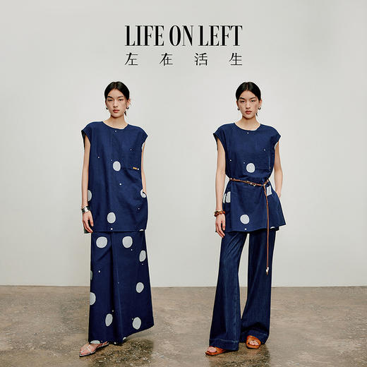 【林栖设计小店】明月疏星|手钉皮革章蓝印花布夏新款优雅吊带背心1962181 商品图9