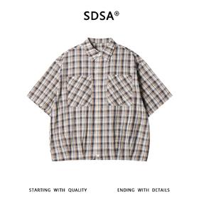 SDSA男装2026新款高贵轻奢港风复古撞色格子短袖衬衫百搭简约上衣