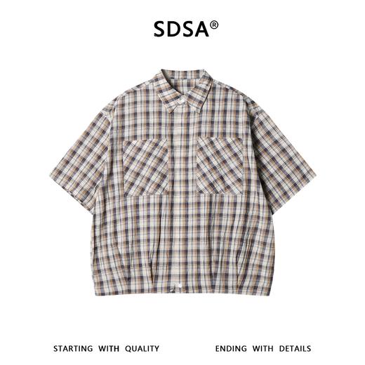 SDSA男装2026新款高贵轻奢港风复古撞色格子短袖衬衫百搭简约上衣 商品图0