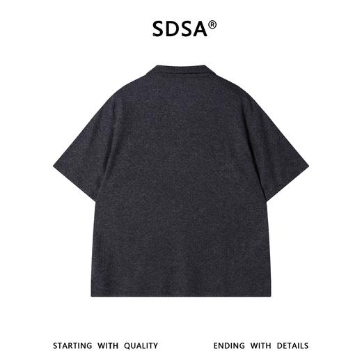 SDSA男装2026新款高贵轻奢纯色肌理竖纹针织翻领宽松休闲短袖上衣 商品图4