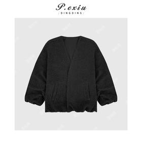 04-4潘依绣丁丁宠粉韩系慵懒风摇粒绒两面穿V领长袖棉服外套H2599