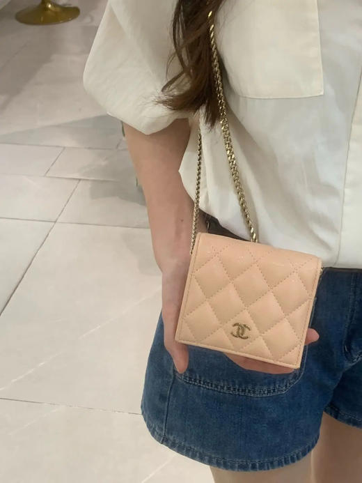 Chanel 24p 裸粉色 荔枝牛 短款 钱包​​ 商品图2