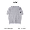 SDSA男装2026新款高贵轻奢日系简约竖纹撞色针织圆领短袖T恤休闲 商品缩略图0