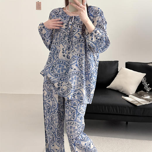 热卖！“下单送同色头花”奈奈的猫 棉绸睡衣家居服套装2.0  柔软亲肤 多花色可选 商品图12