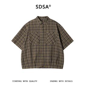 SDSA男装2026新款高贵轻奢港风复古撞色格子短袖衬衫百搭简约上衣
