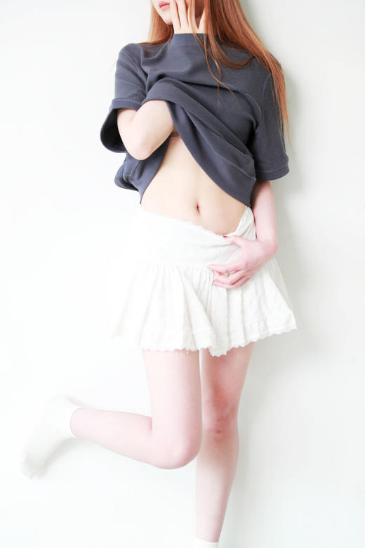 华夫格圆领tee，松弛感半袖儿。罗纹锁边双股明线衍缝t恤E041188 商品图0