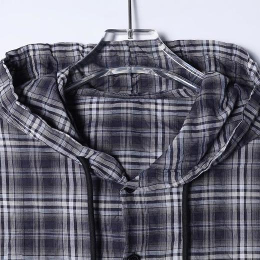 SDSA男装2026新款高贵轻奢简约撞色格子纽扣连帽长袖衬衫百搭舒适 商品图1