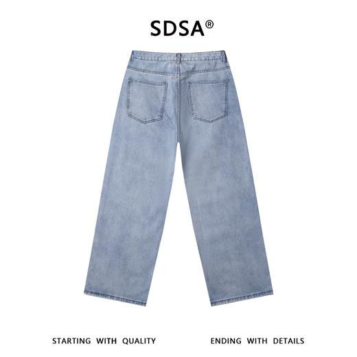 SDSA男装2026新款高贵轻奢百搭款磨白设计直筒牛仔裤百搭时尚上衣 商品图4