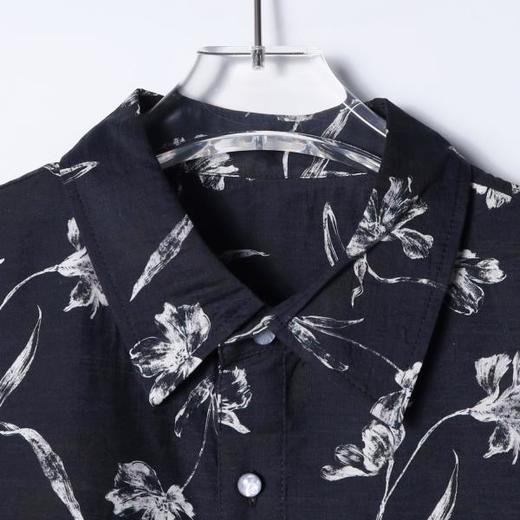 SDSA男装2026新款高贵轻奢日系宽松透气薄款撞色满印花卉短袖衬衣 商品图2