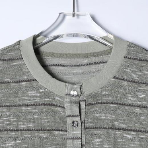 SDSA男装2026新款高贵轻奢美式撞色条纹半纽扣设计短袖T恤百搭潮 商品图1