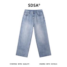SDSA男装2026新款高贵轻奢百搭款磨白设计直筒牛仔裤百搭时尚上衣