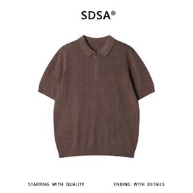 SDSA男装2026新款高贵轻奢老钱风简约半拉链翻领短袖T恤百搭休闲