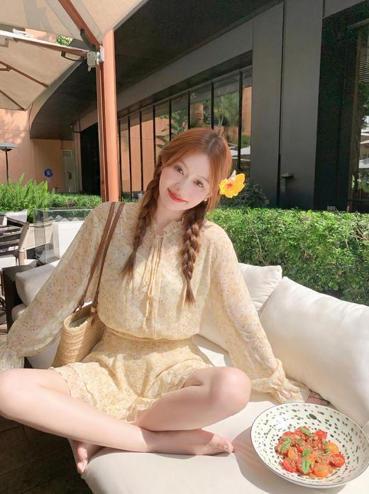 <曾小咸推荐>4.14现货秒杀 ！微信超特价！韩系碎花长袖收腰连衣裙 日常299.99 立减170 秒杀129.99！！ 商品图9