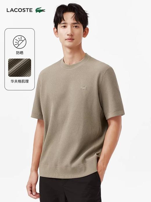 华夫格圆领tee，松弛感半袖儿。罗纹锁边双股明线衍缝t恤E041188 商品图8