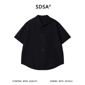 SDSA男装2026新款轻奢古巴领可调节袖短袖衬衫宽松翻领休闲上衣