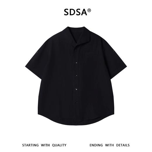 SDSA男装2026新款轻奢古巴领可调节袖短袖衬衫宽松翻领休闲上衣 商品图0