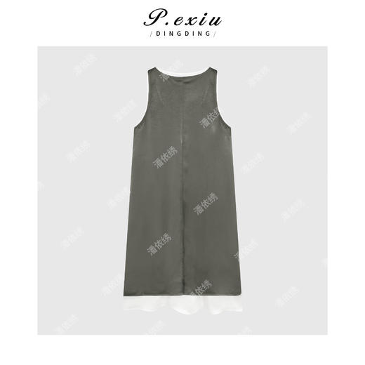 PanYiXiu/潘依绣【半夏风铃】缎面光泽感U领拼接背心连衣裙W-62945 商品图2