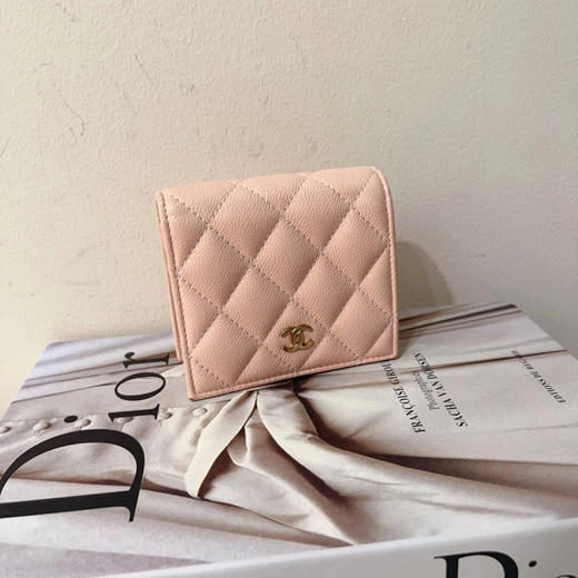 Chanel 24p 裸粉色 荔枝牛 短款 钱包​​ 商品图0