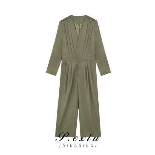 04-4潘依绣丁丁宠粉秋季新款设计感时尚休闲V领气质长袖连体裤 K3547 商品图0