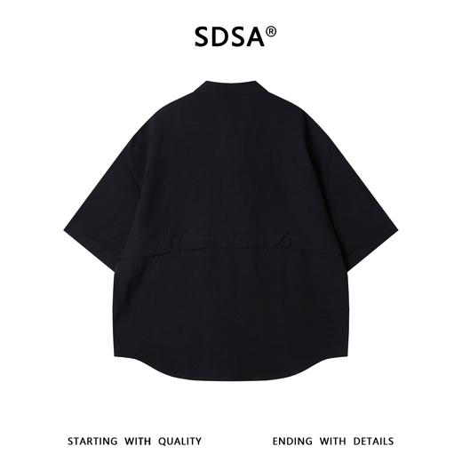 SDSA男装2026新款高贵轻奢简约纯色双口袋设计纽扣翻领短袖衬衫潮 商品图4