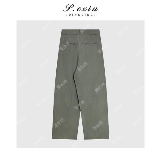 04-4潘依绣丁丁宠粉100%棉立体剪裁工装风斜门襟拼接腰带休闲裤Q83641 商品图1