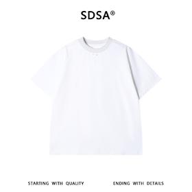 SDSA男装2026新款高贵轻奢设计感简约小标拼接领口圆领短袖T恤