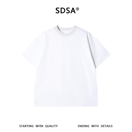 SDSA男装2026新款高贵轻奢设计感简约小标拼接领口圆领短袖T恤 商品图0
