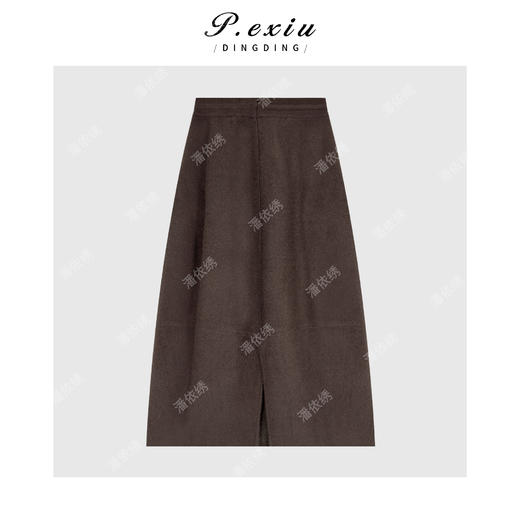 04-4潘依绣丁丁宠粉浣熊绒羊毛韩系百搭弧形抽绳松紧腰显瘦半身裙 Q61811 商品图1