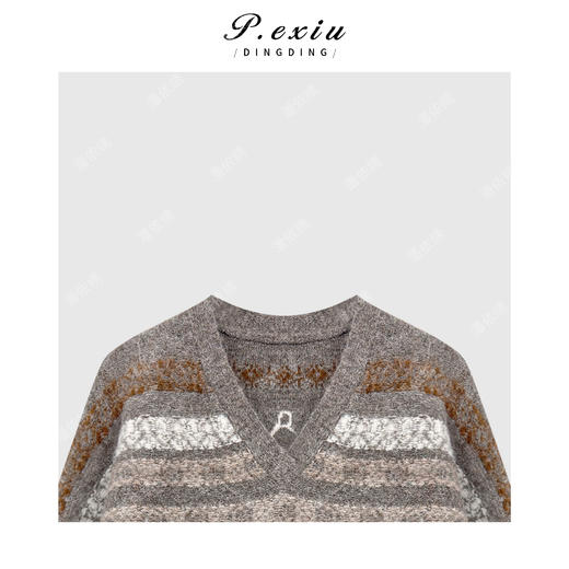 04-4潘依绣丁丁宠粉【北欧冬日】羊驼毛羊毛复古提花V领慵懒针织毛衣L2799 商品图3